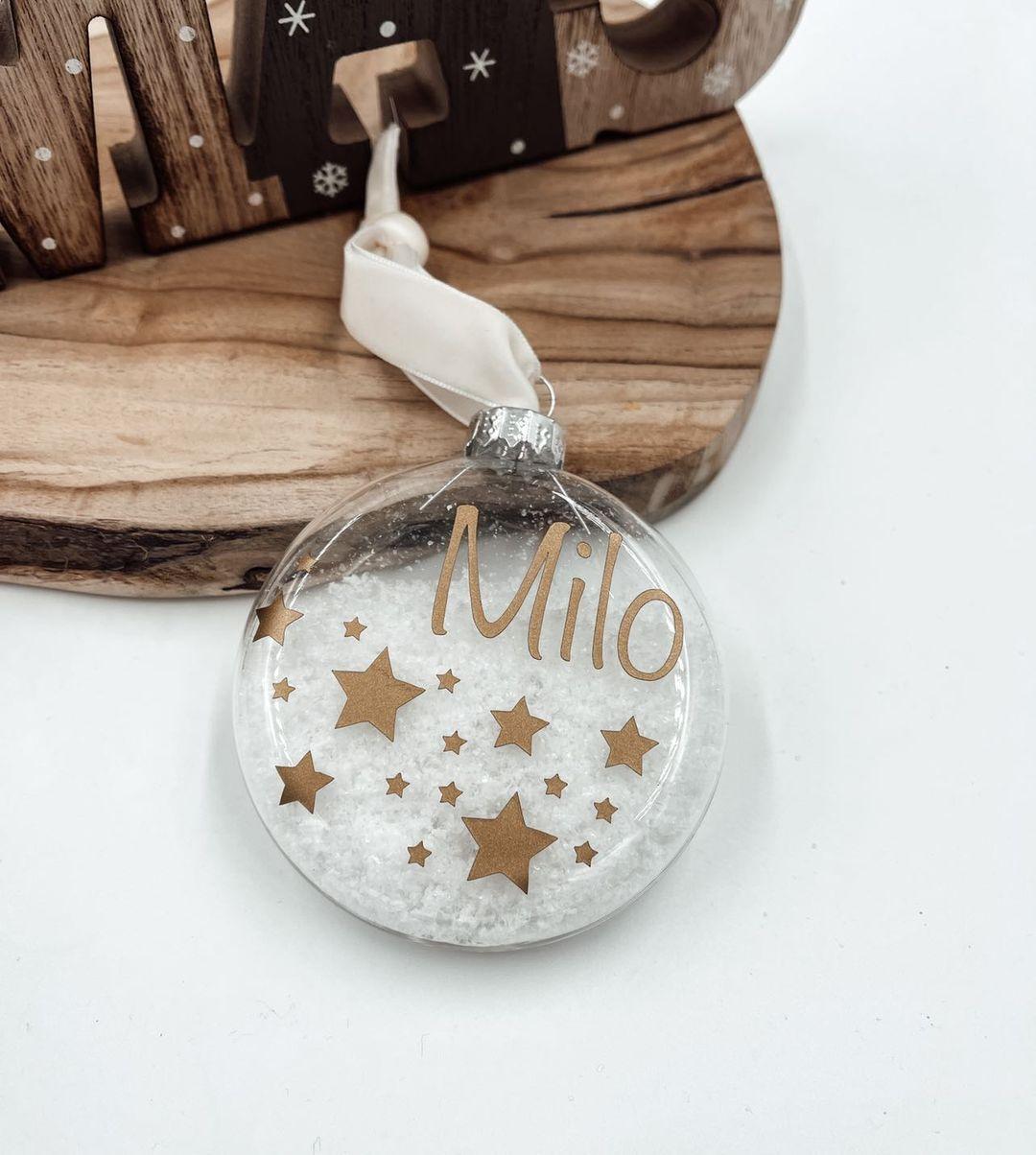 Gepersonaliseerde Kerstbal Sterren Goud